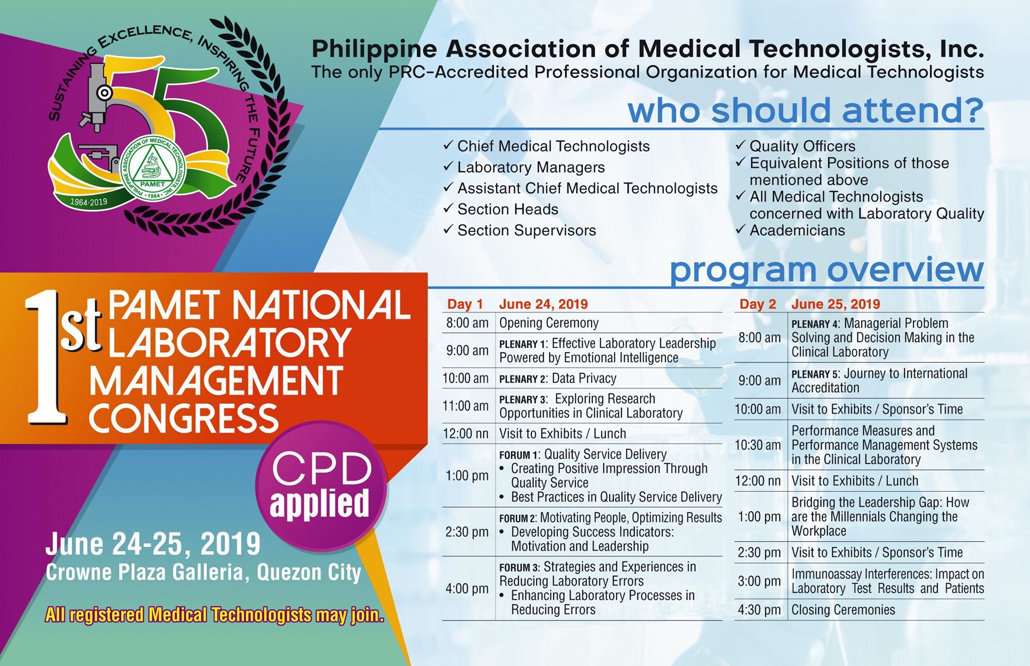 1st PAMET National Laboratory Management Congress