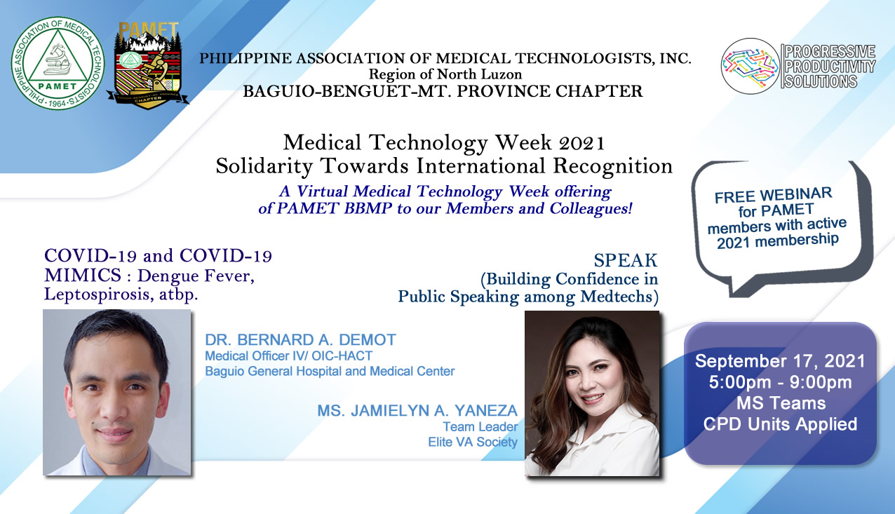 Medical Technology Week 2021 - PAMET BBMP Free Webinar